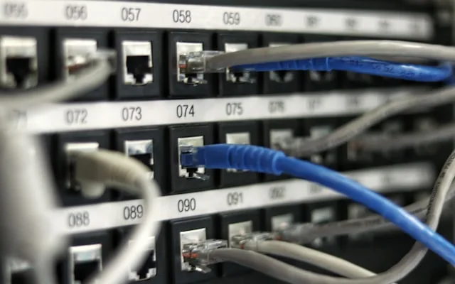 Server racks in a data centre aisle.