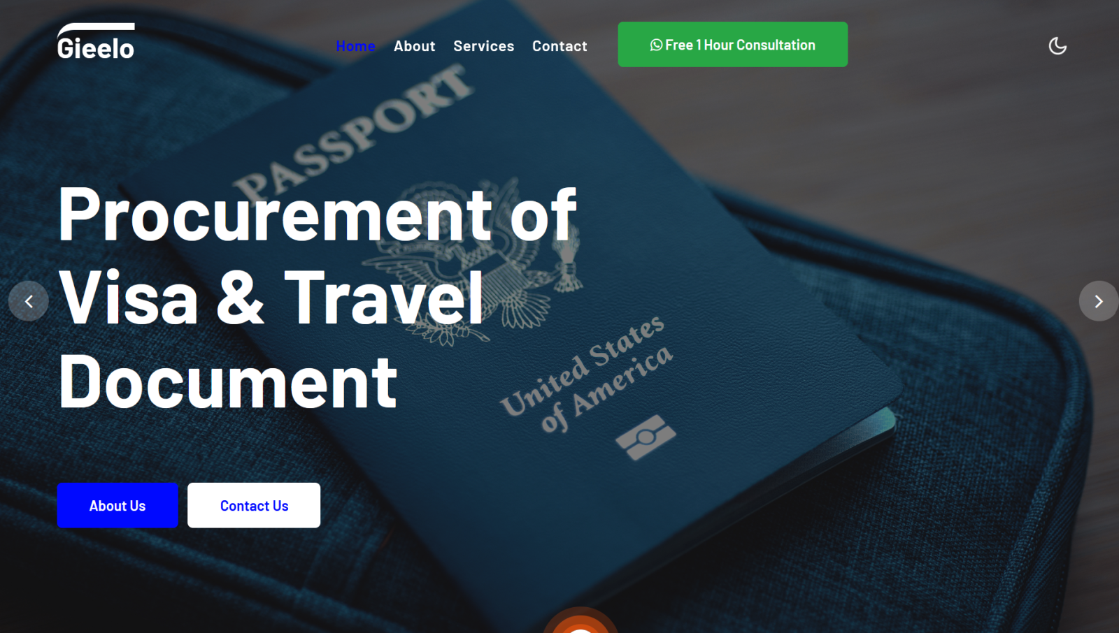 The Gieelo Travel n Tours website home page.